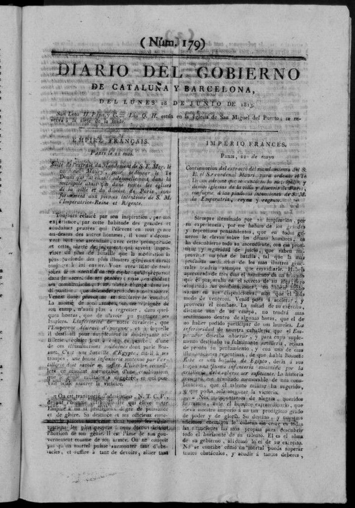 Miniatura de Diario de Barcelona del viernes 28 de mayo de 1813