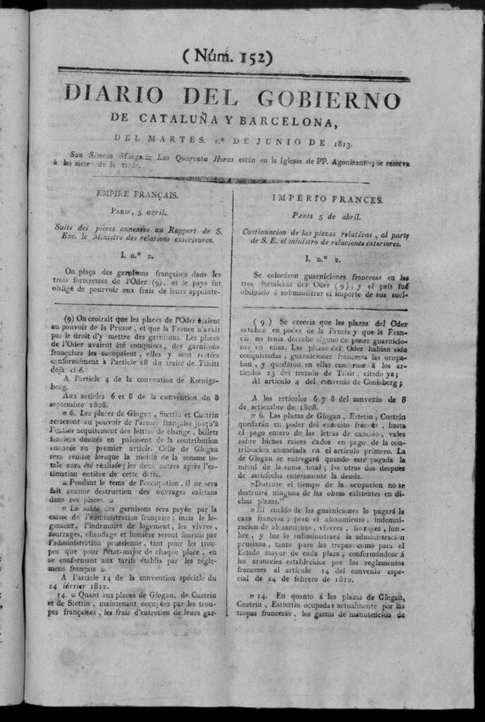 Miniatura de Diario de Barcelona del martes 1 de junio de 1813