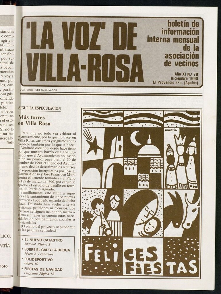 Miniatura de La Voz de Villa-Rosa: boletín informativo mensual de la asociación de vecinos, nº 79 de diciembre de 1990