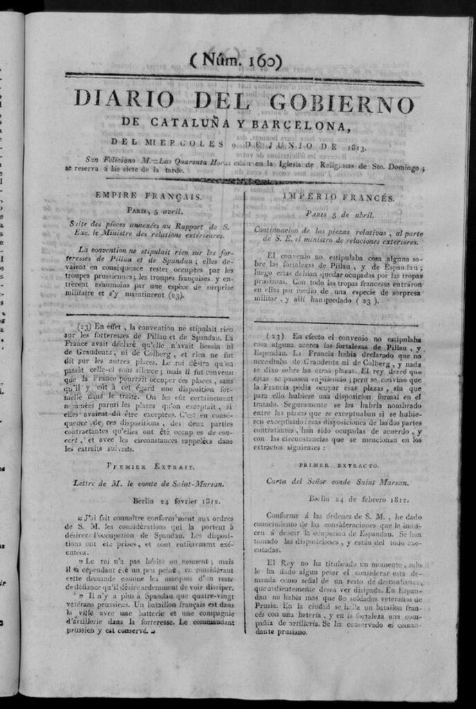 Miniatura de Diario de Barcelona del miércoles 9 de junio de 1813