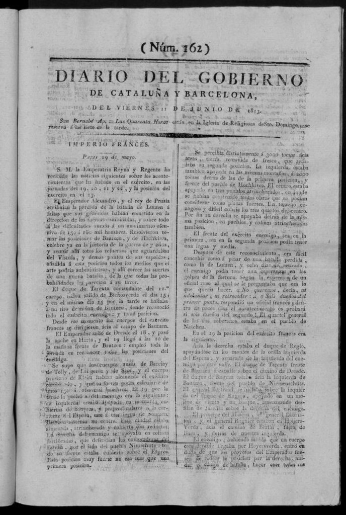 Miniatura de Diario de Barcelona del viernes 11 de junio de 1813