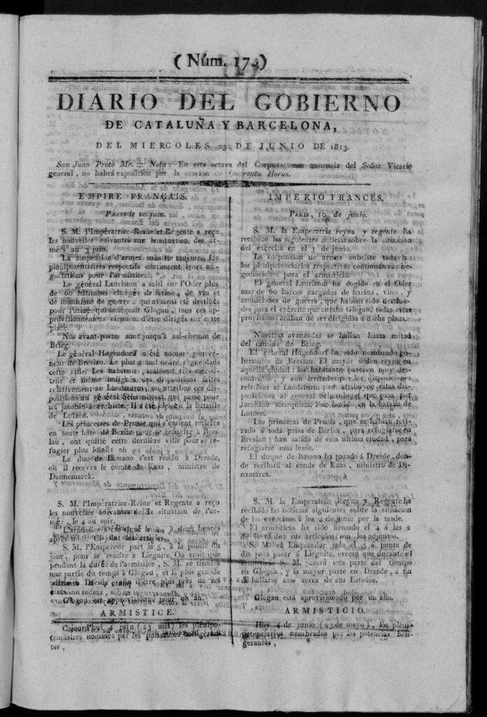 Miniatura de Diario de Barcelona del miércoles 23 de junio de 1813