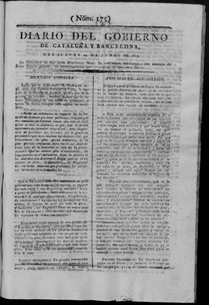 Miniatura de Diario de Barcelona del jueves 24 de junio de 1813