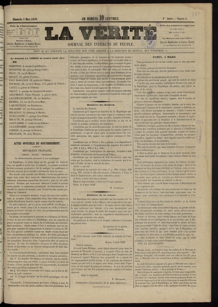 Miniatura de La Verité: journal des intérêts du pêuple