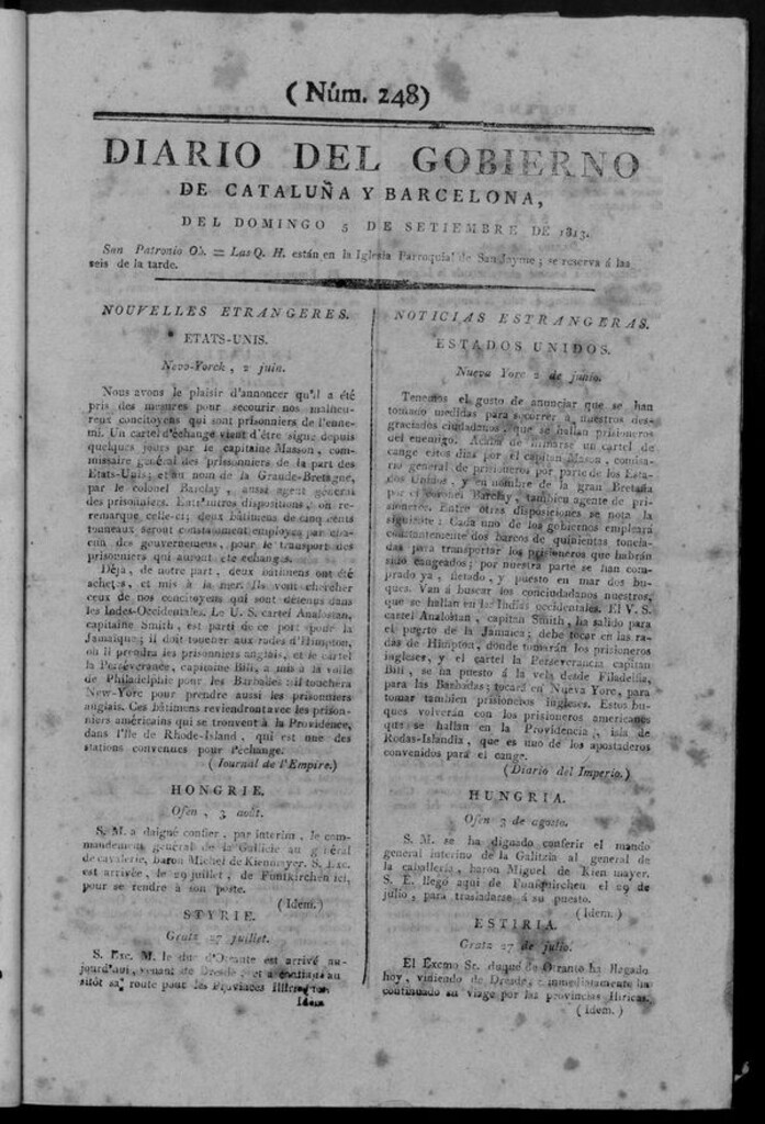 Miniatura de Diario de Barcelona del domingo 5 de septiembre de 1813