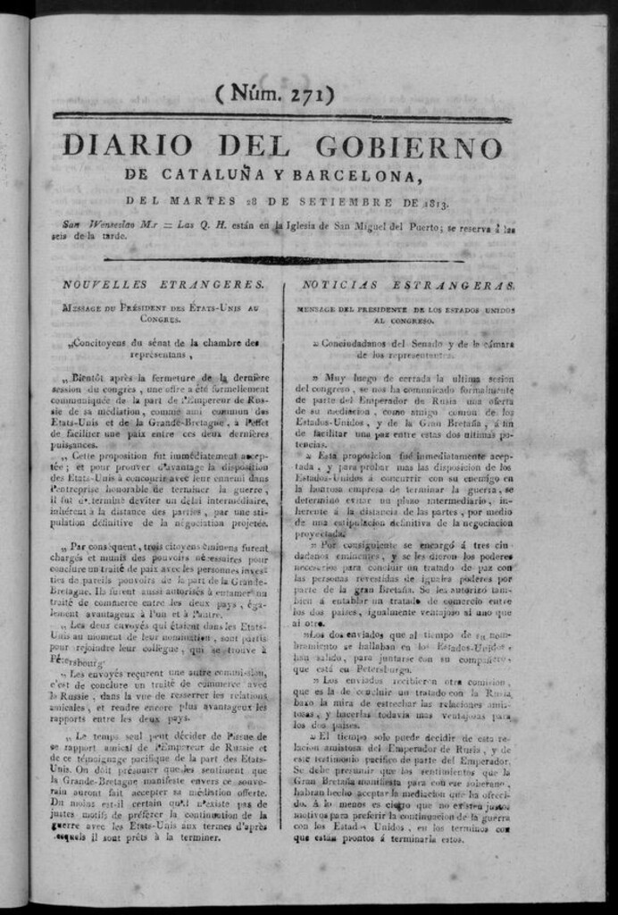 Miniatura de Diario de Barcelona del martes 28 de septiembre de 1813