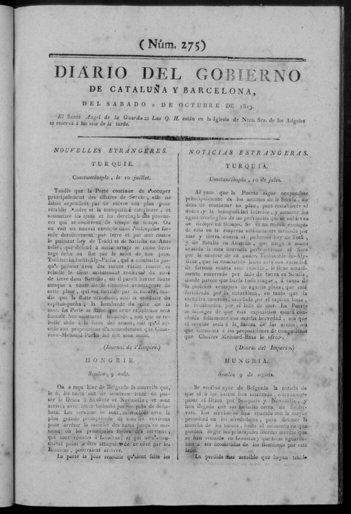 Miniatura de Diario de Barcelona del sábado 2 de octubre de 1813