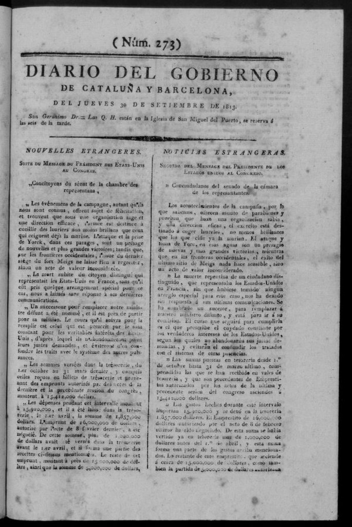 Miniatura de Diario de Barcelona del jueves 30 de septiembre de 1813