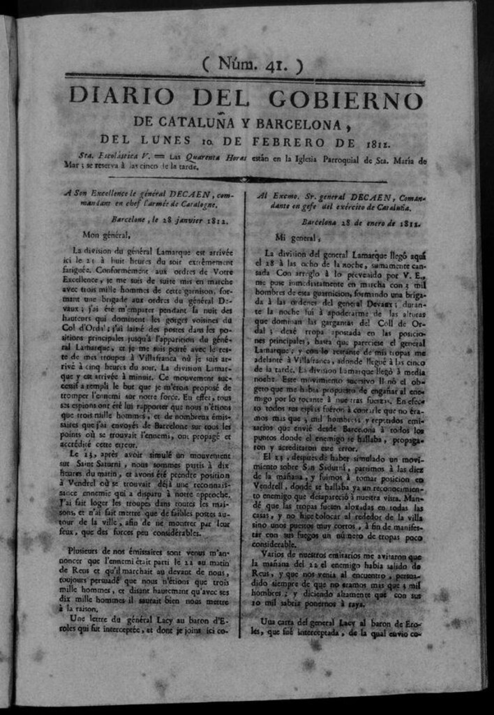 Miniatura de Diario de Barcelona del lunes 10 de febrero de 1812