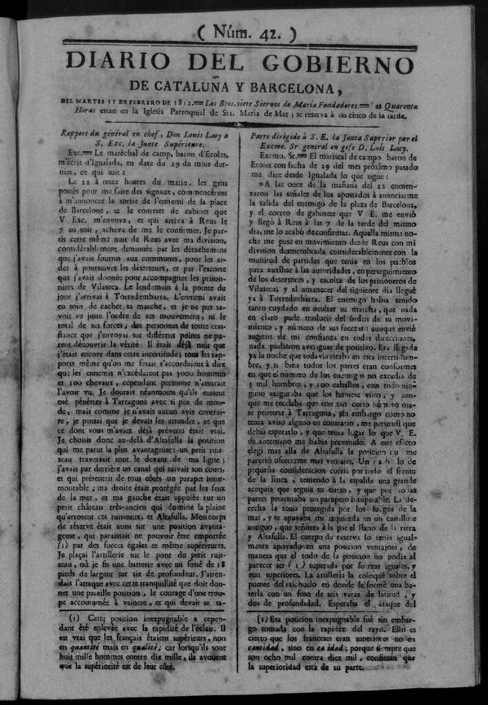 Miniatura de Diario de Barcelona del martes 11 de febrero de 1812