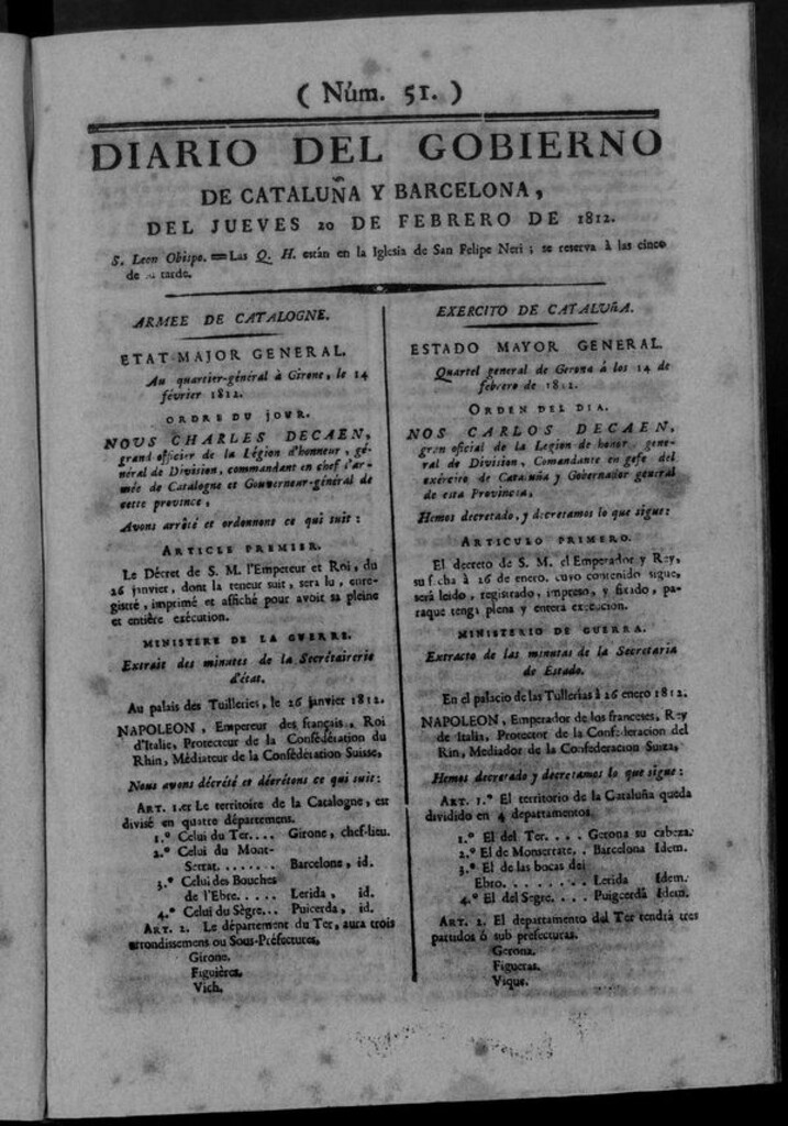 Miniatura de Diario de Barcelona del jueves 20 de febrero de 1812