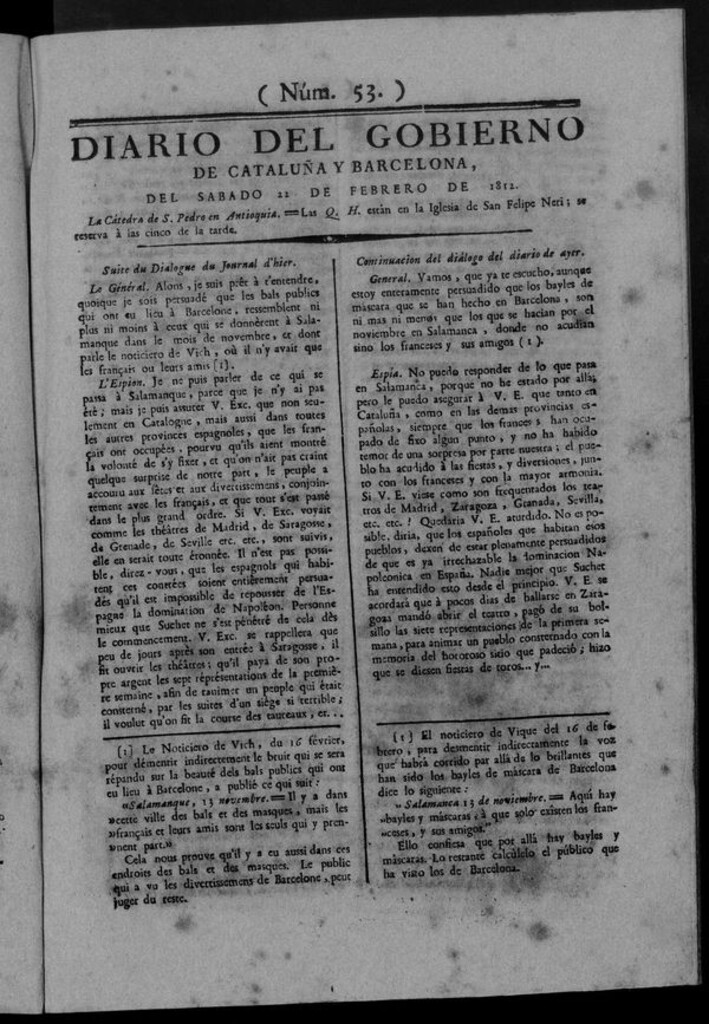 Miniatura de Diario de Barcelona del sábado 22 de febrero de 1812