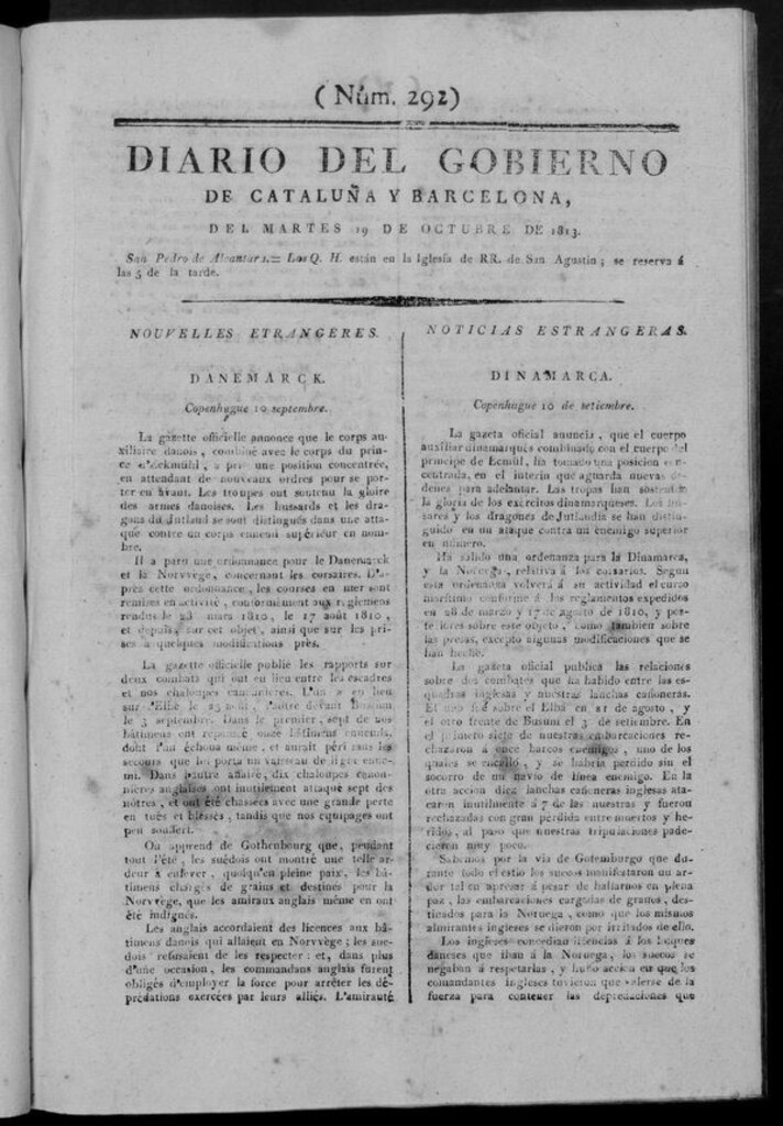 Miniatura de Diario de Barcelona del martes 19 de octubre de 1813