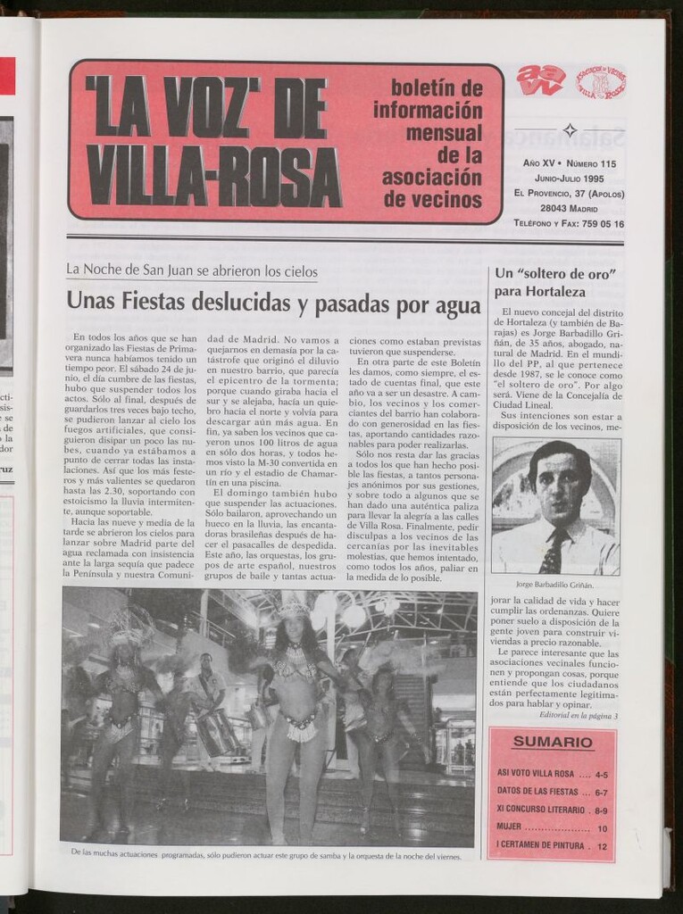 Miniatura de La Voz de Villa-Rosa: boletín informativo mensual de la asociación de vecinos, nº115 de junio-julio de 1995