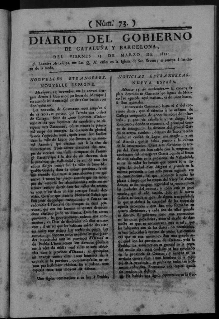 Miniatura de Diario de Barcelona del viernes 13 marzo de 1812