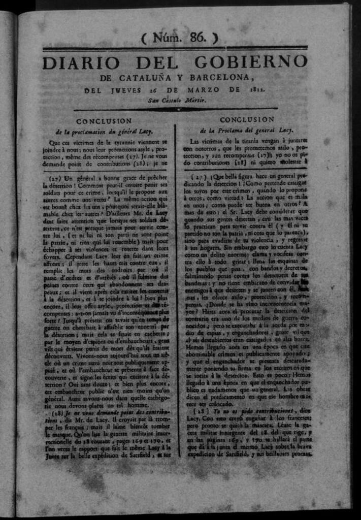 Miniatura de Diario de Barcelona del jueves 26 de marzo de 1812