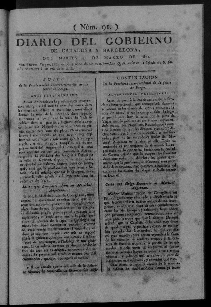 Miniatura de Diario de Barcelona del martes 31 de marzo de 1812