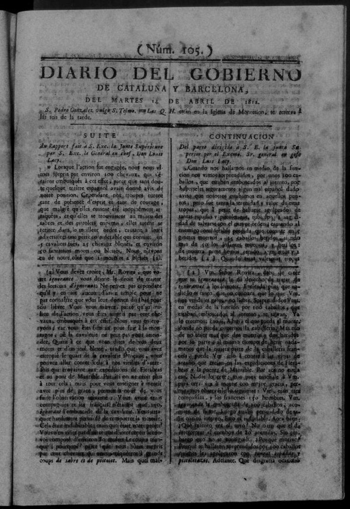 Miniatura de Diario de Barcelona del martes 14 de abril de 1812