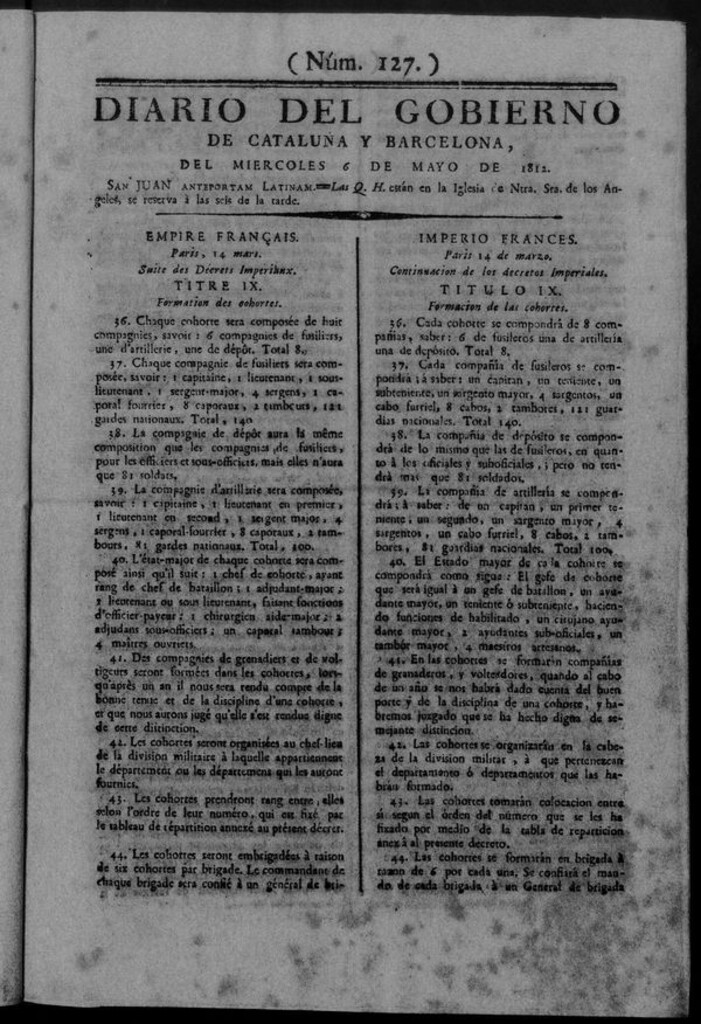 Miniatura de Diario de Barcelona del miércoles 6 de mayo de 1812