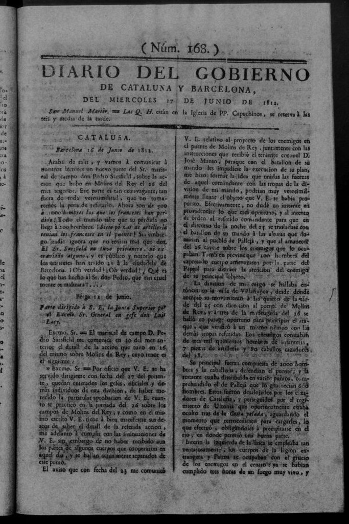 Miniatura de Diario de Barcelona del miércoles 17 de junio de 1812