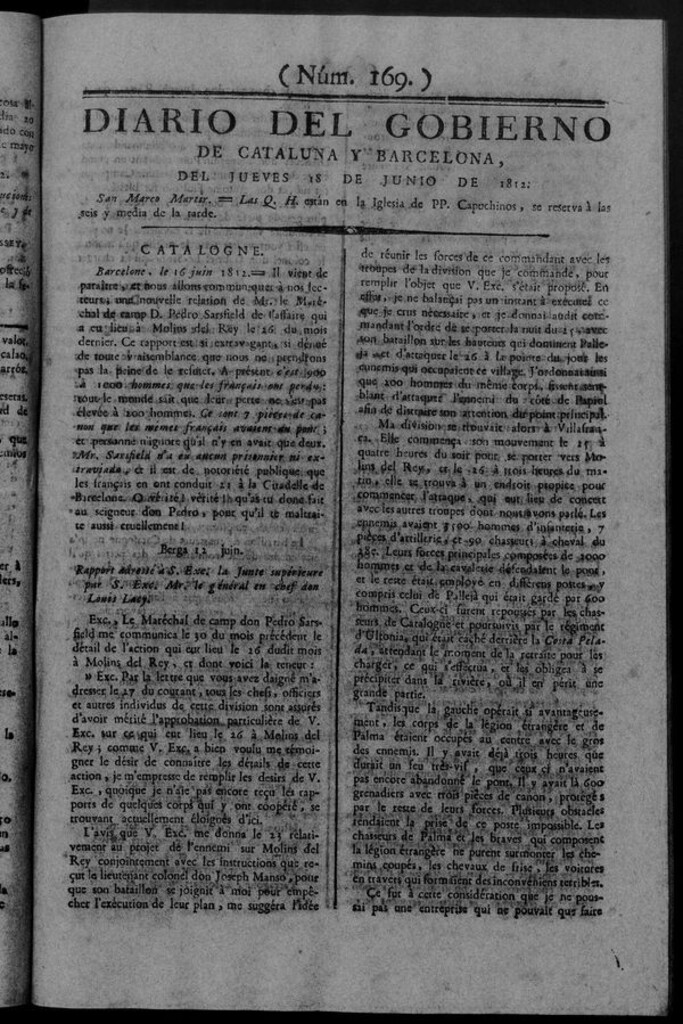 Miniatura de Diario de Barcelona del jueves 18 de junio de 1812