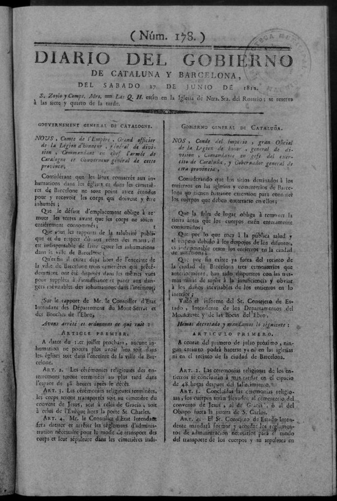 Miniatura de Diario de Barcelona del sábado 27 de junio de 1812