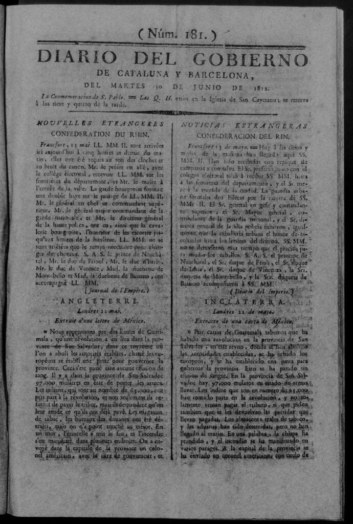 Miniatura de Diario de Barcelona del martes 30 de junio de 1812