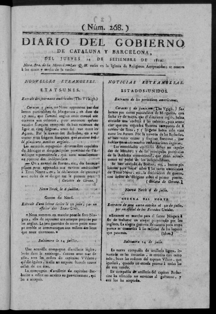 Miniatura de Diario de Barcelona del jueves 24 septiembre de 1812