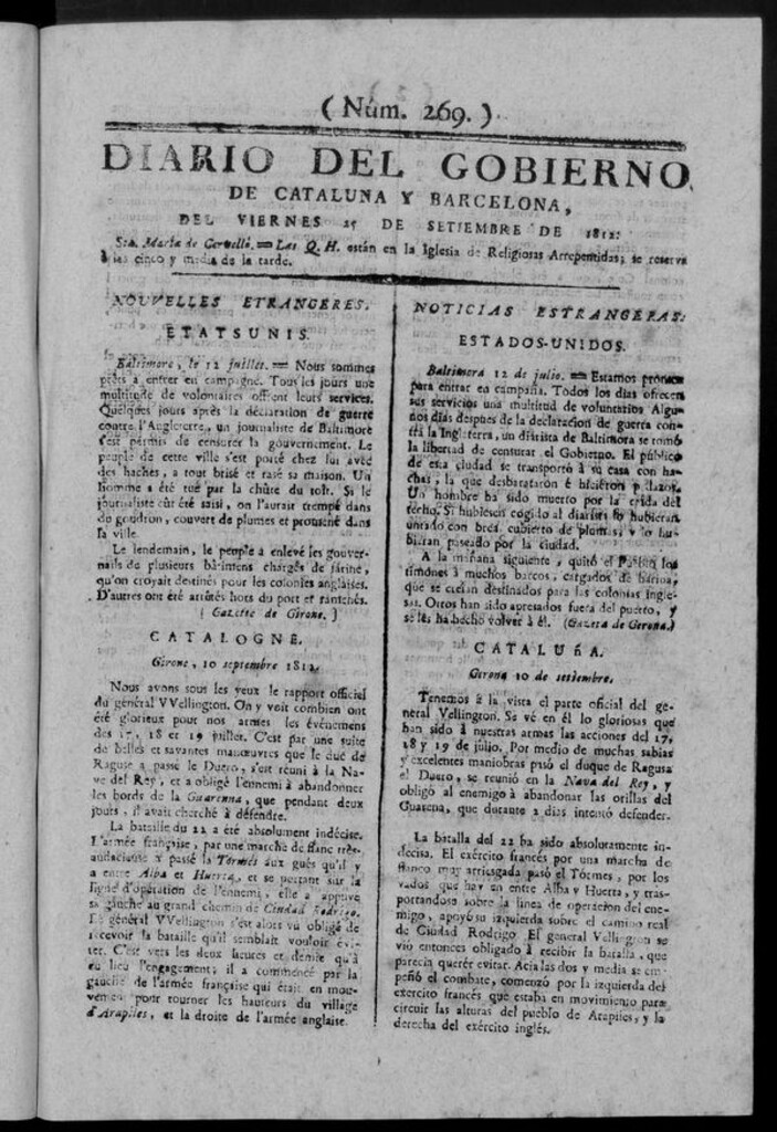 Miniatura de Diario de Barcelona del viernes 25 septiembre de 1812