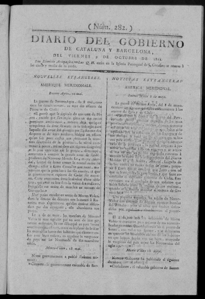 Miniatura de Diario de Barcelona del viernes 9 octubre de 1812
