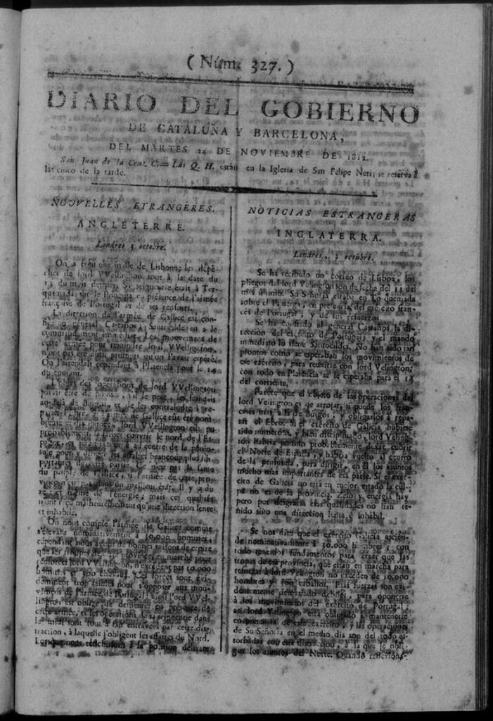Miniatura de Diario de Barcelona del martes 24 de noviembre de 1812