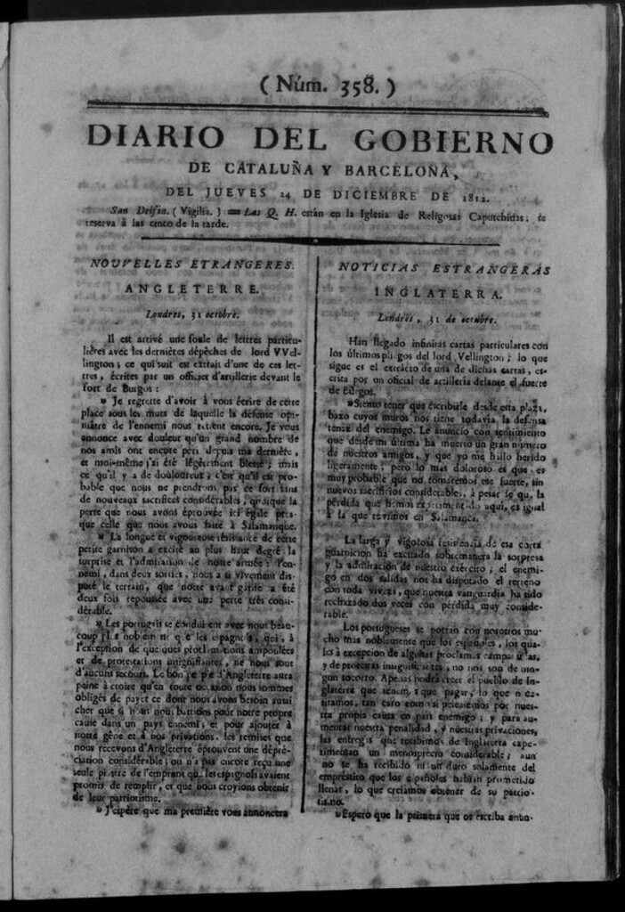 Miniatura de Diario de Barcelona del jueves 24 de diciembre de 1812
