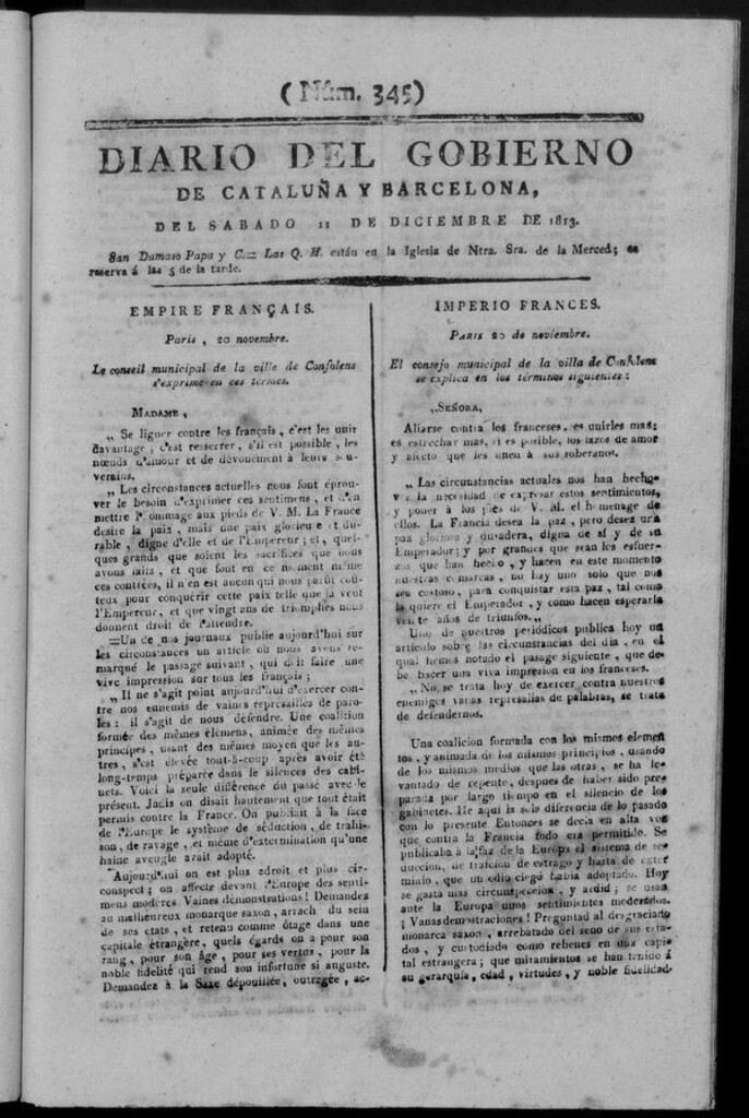Miniatura de Diario de Barcelona del sábado 11 de diciembre de 1813