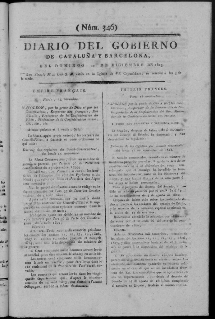 Miniatura de Diario de Barcelona del domingo 12 de diciembre de 1813