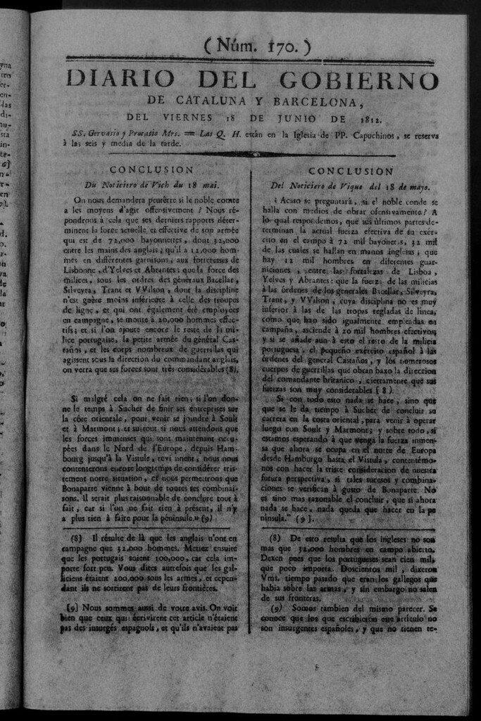 Miniatura de Diario de Barcelona del Viernes 19 de junio de 1812