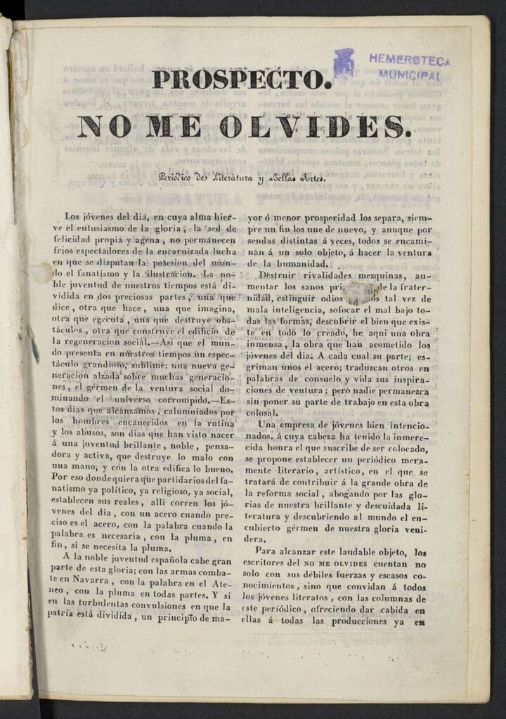 Miniatura de No me olvides: periódico de literatura y bellas artes
