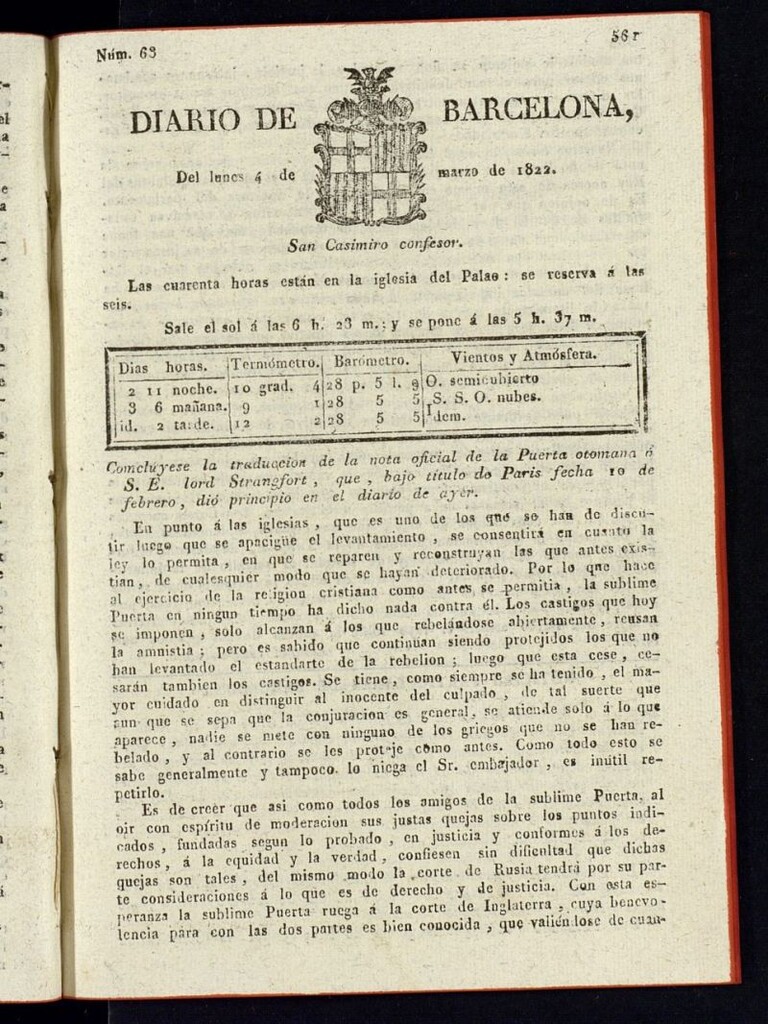 Miniatura de Diario de Barcelona del 4 de marzo de 1822