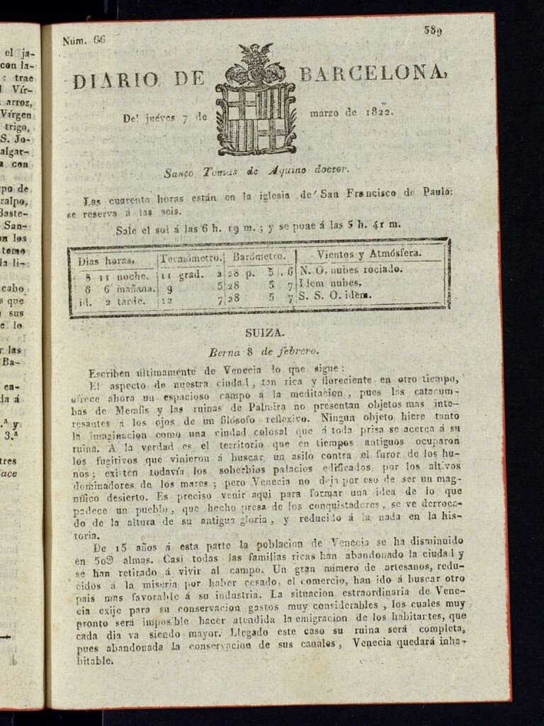 Miniatura de Diario de Barcelona del 7 de marzo de 1822