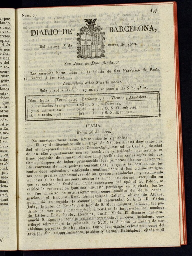 Miniatura de Diario de Barcelona del 8 de marzo de 1822