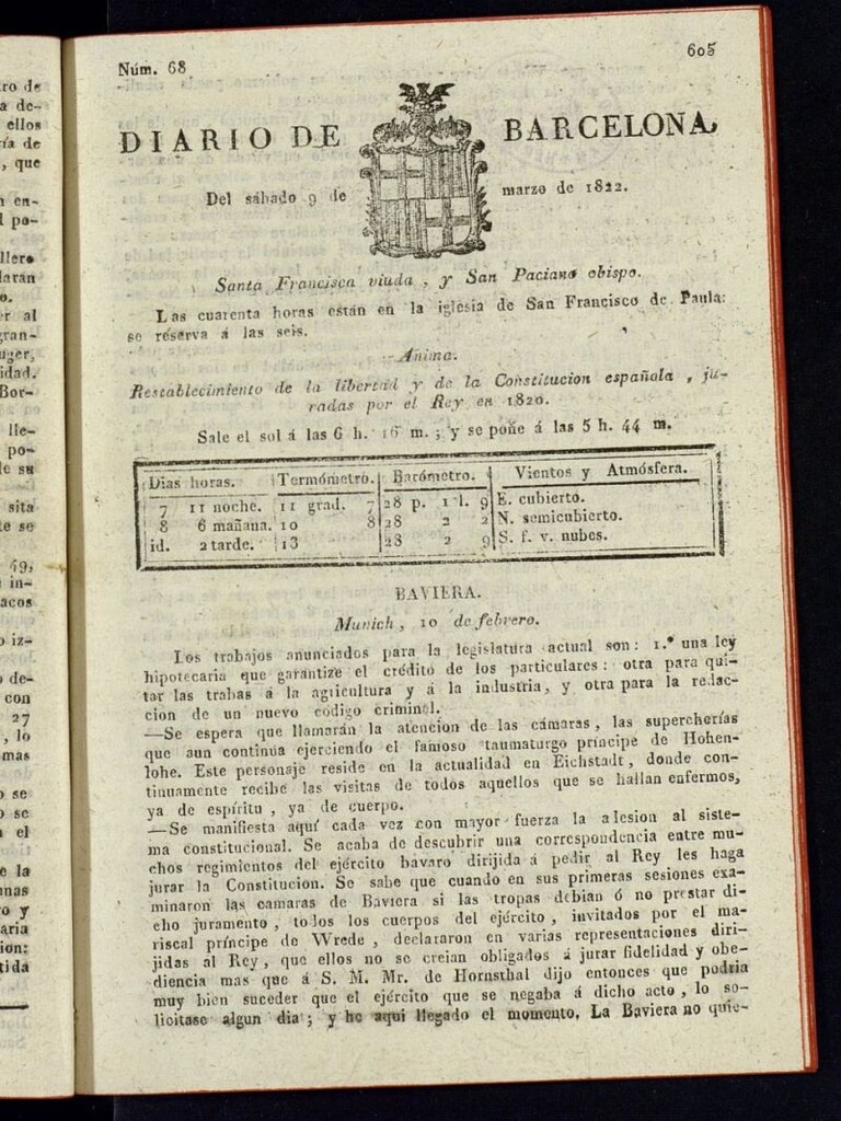 Miniatura de Diario de Barcelona del 9 de marzo de 1822