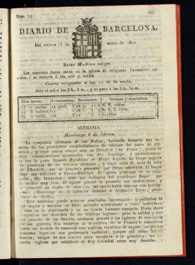 Miniatura de Diario de Barcelona del 15 de marzo de 1822