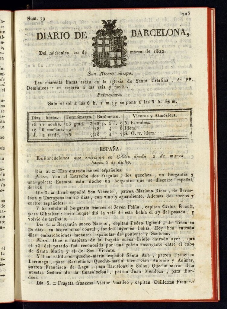 Miniatura de Diario de Barcelona del 20 de marzo de 1822