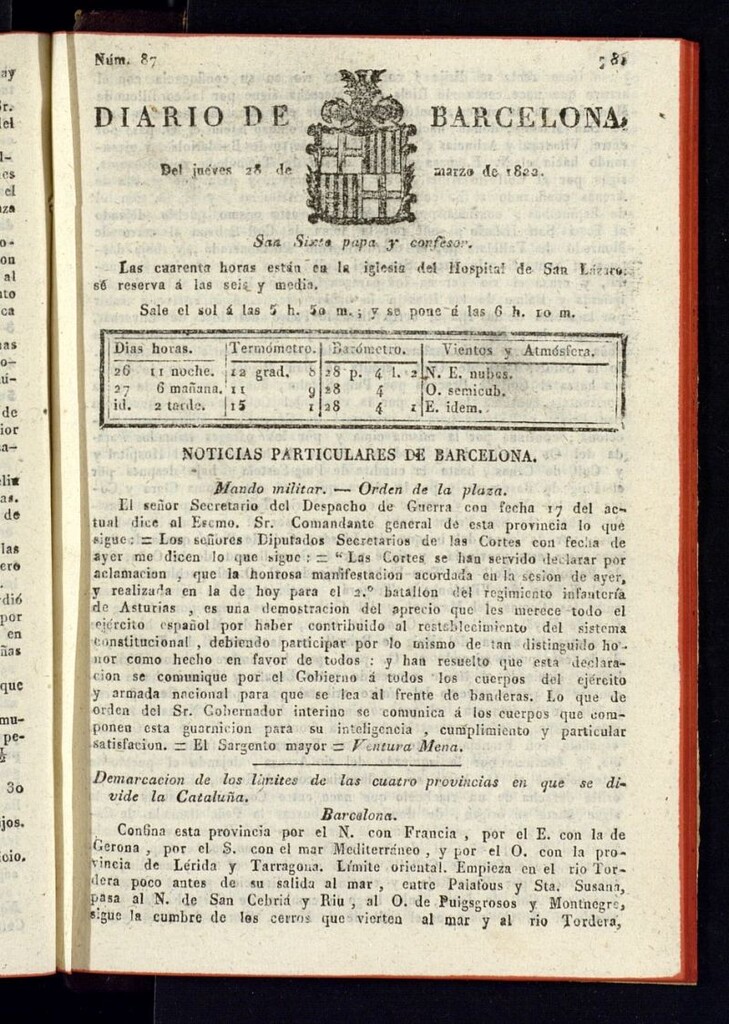 Miniatura de Diario de Barcelona del 28 de marzo de 1822