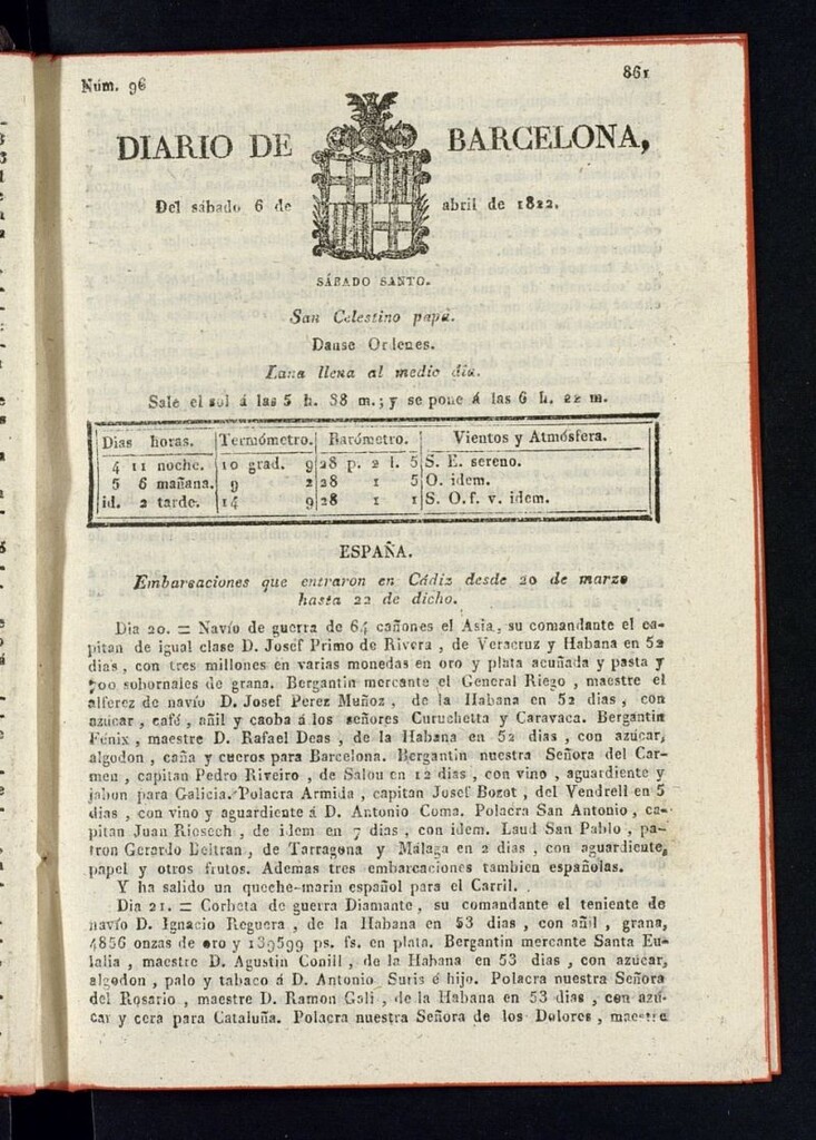 Miniatura de Diario de Barcelona del 6 de abril de 1822