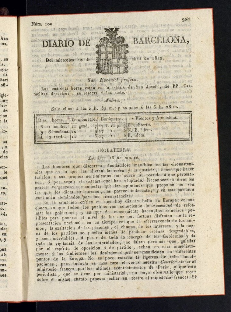 Miniatura de Diario de Barcelona del 10 de abril de 1822