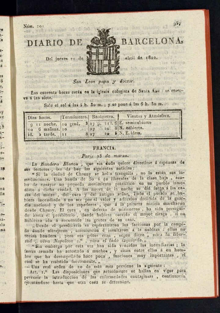 Miniatura de Diario de Barcelona del 11 de abril de 1822