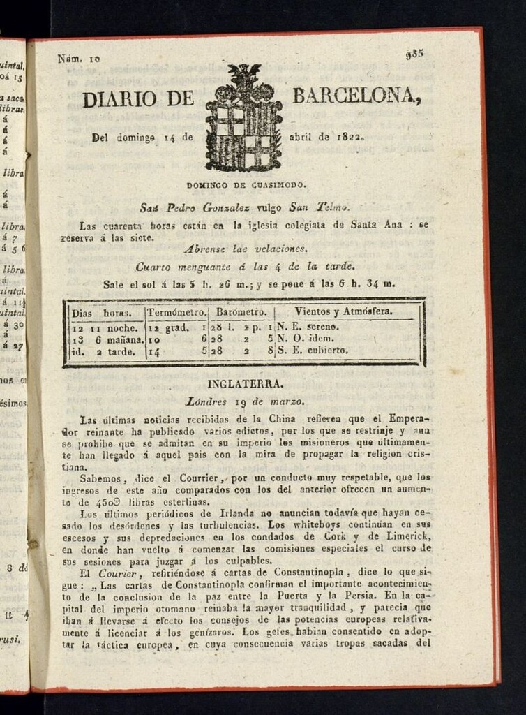Miniatura de Diario de Barcelona del 14 de abril de 1822