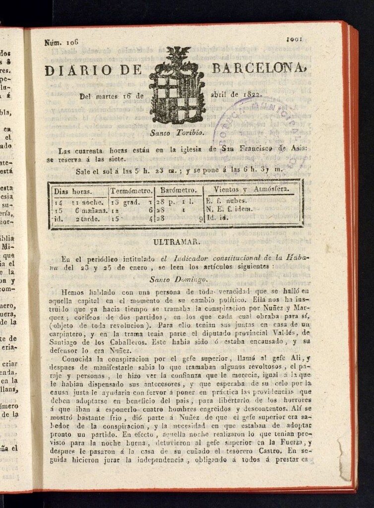 Miniatura de Diario de Barcelona del 16 de abril de 1822