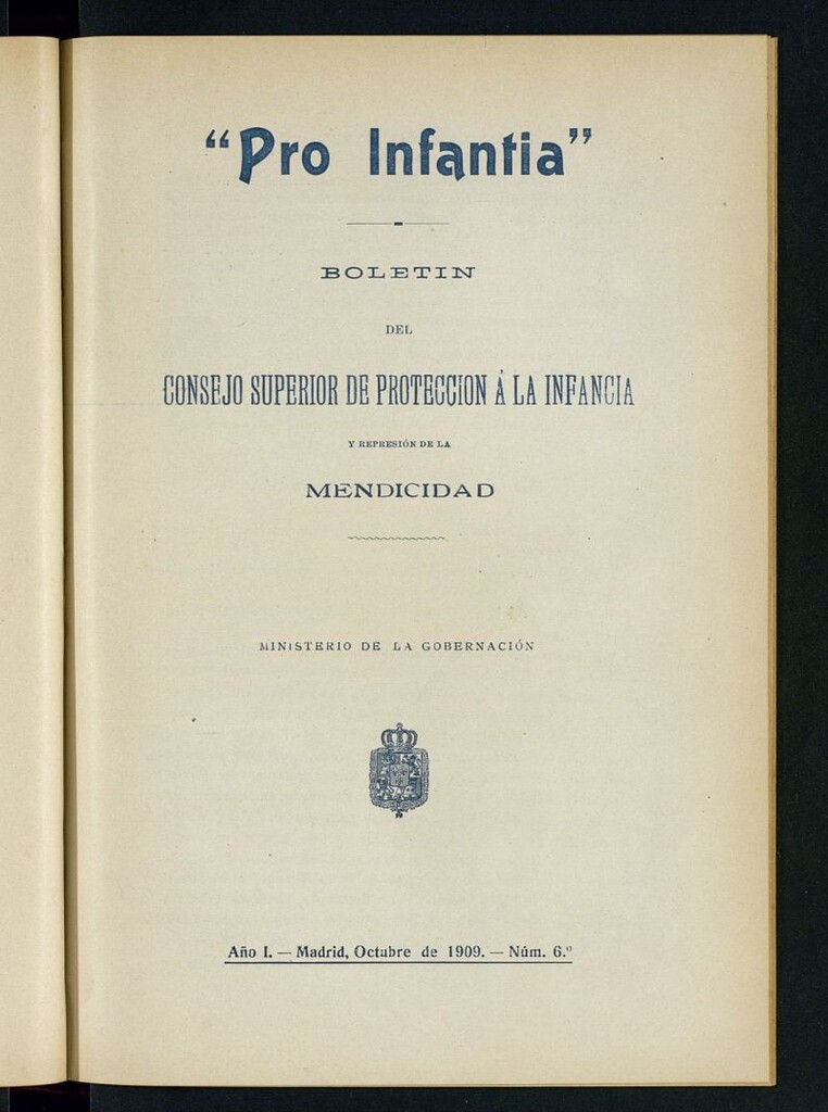 Miniatura de Pro Infantia : boletín del Consejo Superior de Protección a la Infancia y Represión de la Mendicidad de octubre de 1909