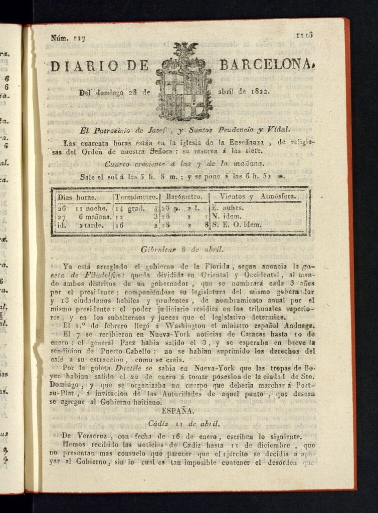 Miniatura de Diario de Barcelona del 28 de abril de 1822